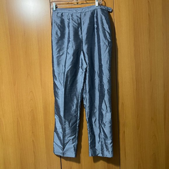 Satin Grey Blue Trousers - Picture 3 of 5